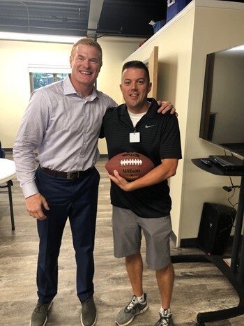 Nick Avondet and Rocky Boiman with football